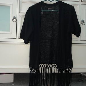 Cardigan fringe sweater
